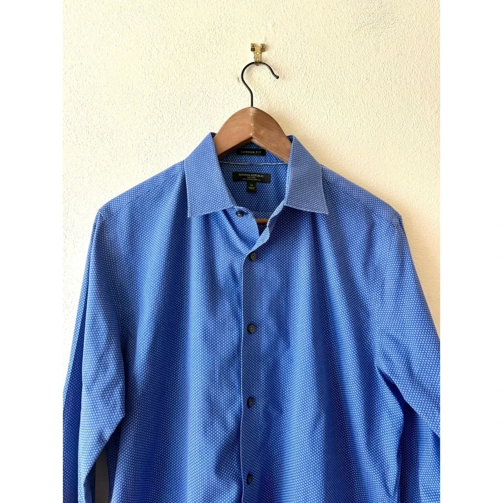 Banana Republic Camden Fit Blue Mini Floral Non-Iron 100% Cotton Dress Shirt M